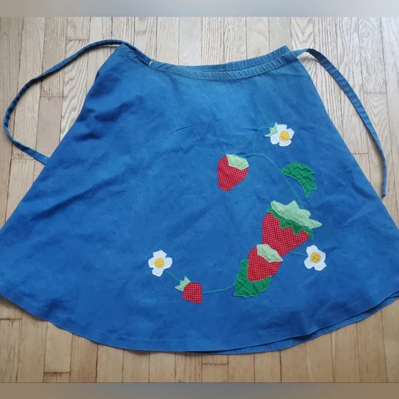 sweet berry patch • vintage handmade denim wrap around skirt - Picture 2 of 8